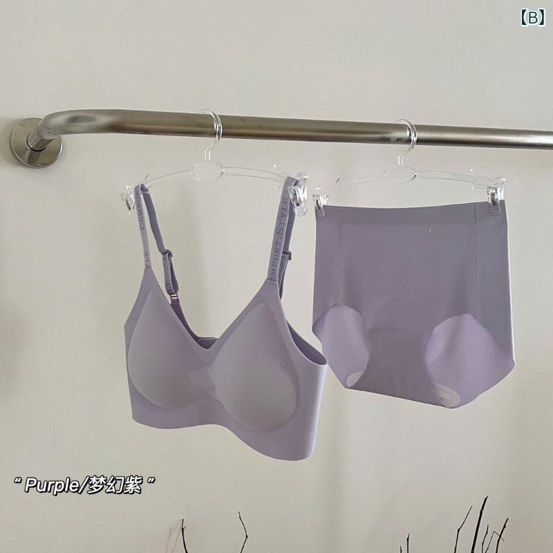 ブラジャー &amp; ショーツ レディース ソフトワイヤー ノンワイヤー フルカップ 寄せ上げ 無縫製 通気..