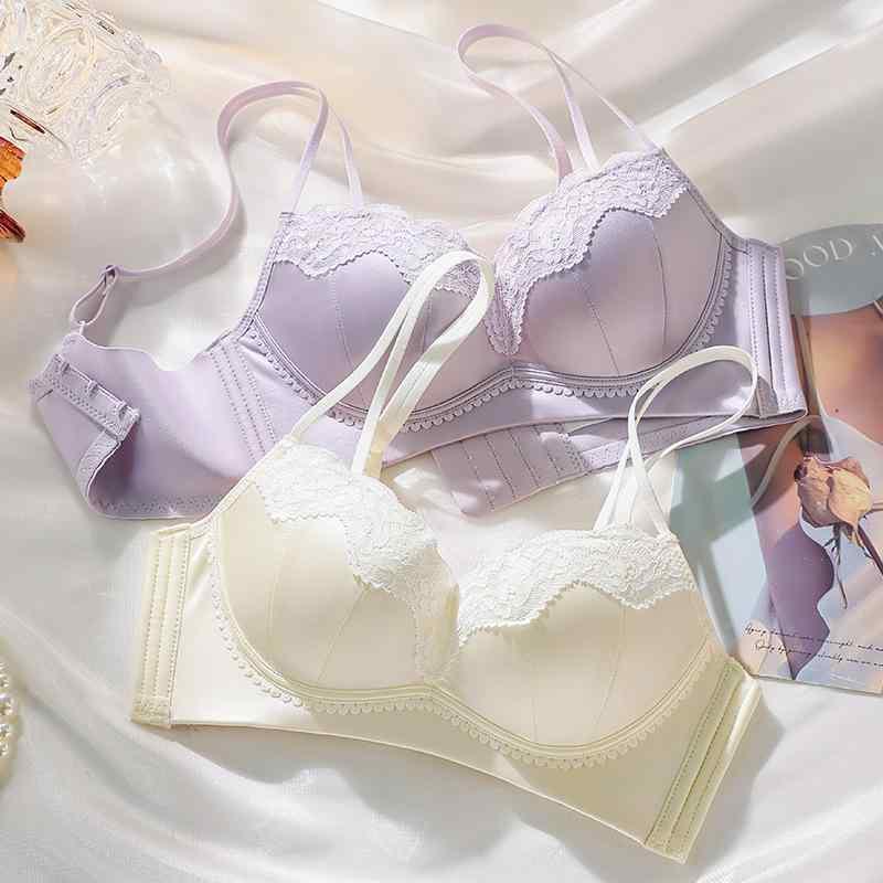 ブラジャー ショーツ レディース 女性用 3/4カップ 盛りブラ レース 快適 無痕 無地 シャンパン ピンク..