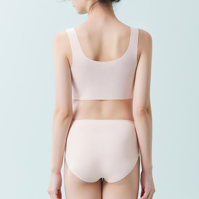 ブラジャー &amp; ショーツセット ガールズ インナーウェア 子供用 ノンワイヤー 薄手 通気性 快適 桑..