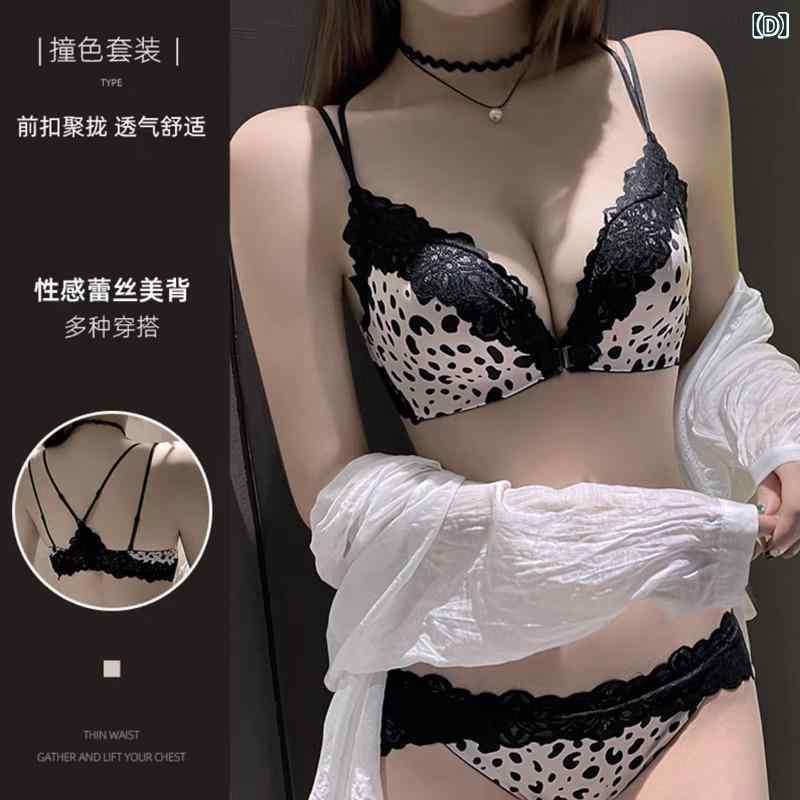 ブラジャー レディース 前開き ヒョウ柄 下着 バストアップ 3/4カップ 通気性 快適 脇高ブラ 寄せブラ ..
