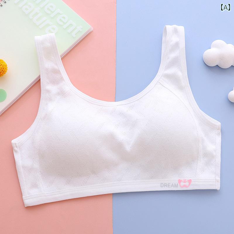 ブラジャー ガールズ 小学生 中学生 高校生 スクールインナー スポーツブラ ノンワイヤー 綿100％ 薄手..