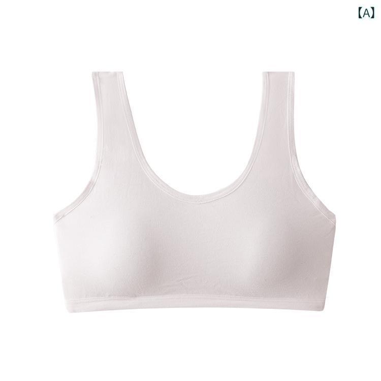 ブラジャー &amp; ショーツセット ガールズ ティーン ジュニア 初めてのブラ スポブラ スポーツブラ コットン 綿 定番 シンプル 無地 パステルカラー かわいい
