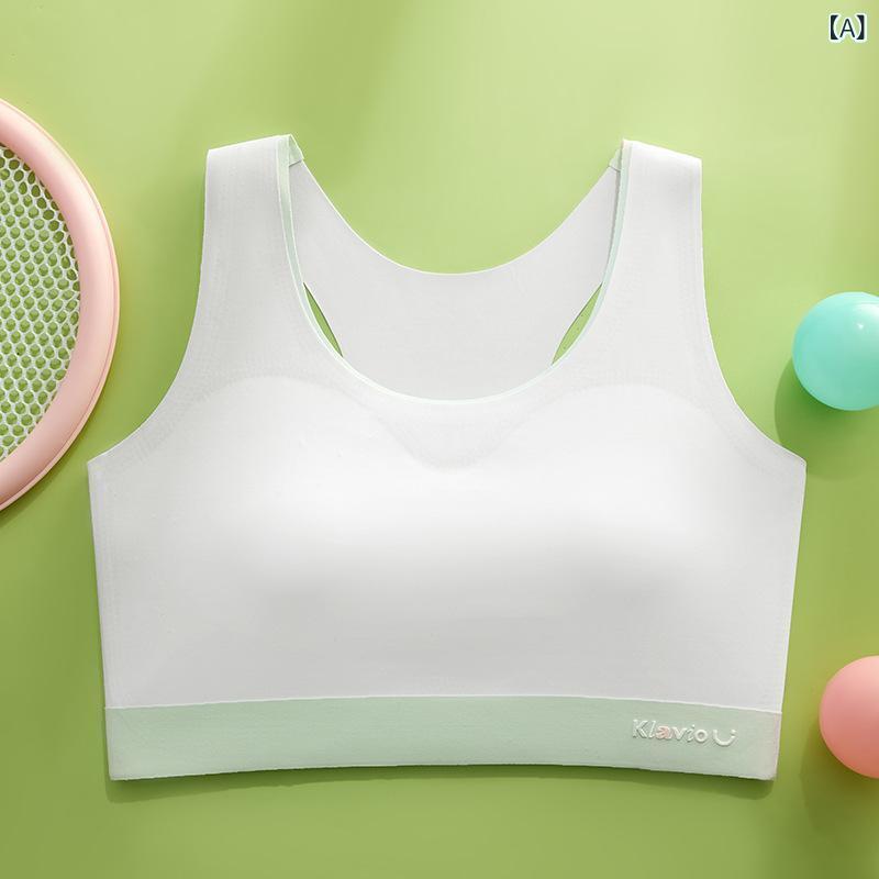 タンクトップ キッズ 女の子 子供用 ブラジャー スポブラ スポーツブラ ジュニア インナー 接触冷感 薄手 無地 全罩杯 肩紐調節可能 運動 通学