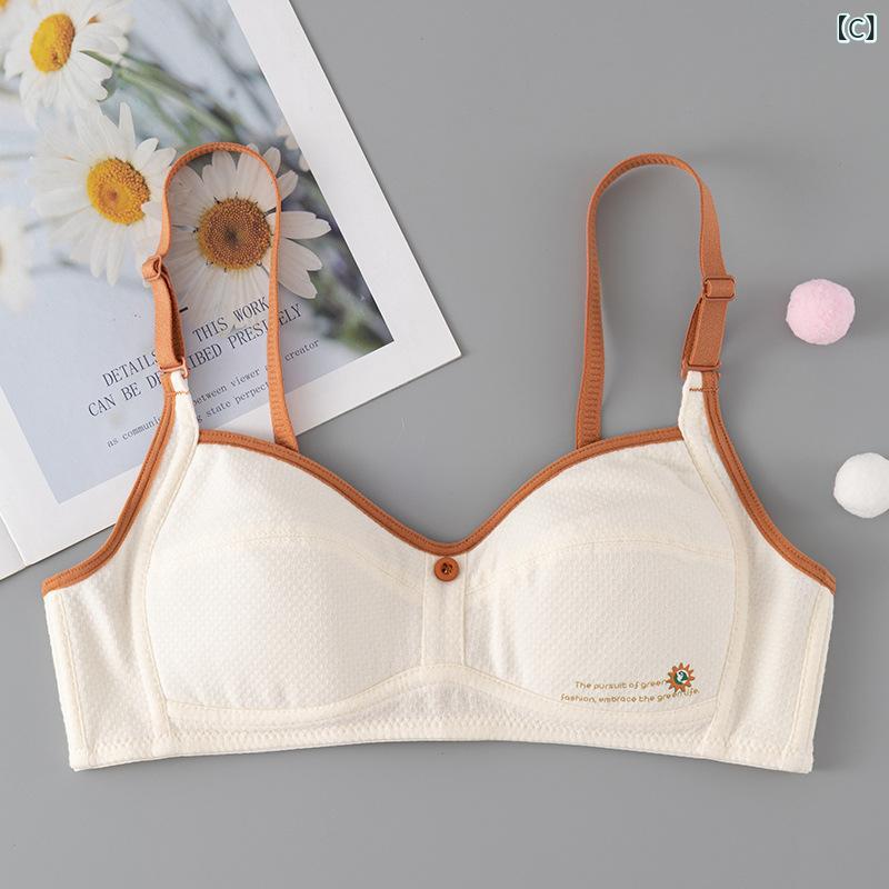 ブラジャー レディース ガールズ 女子 中学生 高校生 薄型 コットン 綿 ノンワイヤー 3/4カップ パステ..