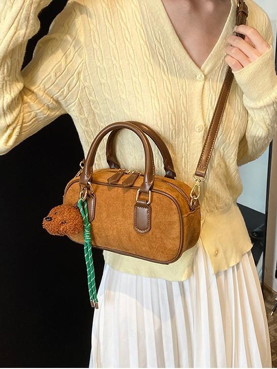 バッグ レディース アメリカンレトロ 手提げ 枕型バッグ PU スエード調 韓国風 ショルダーバッグ ボー..