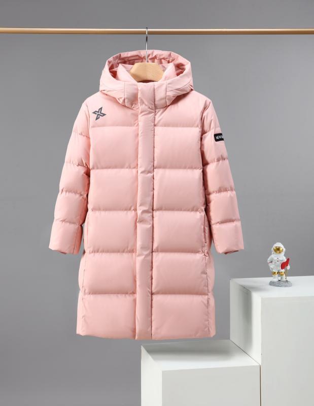 キッズ 男女兼用 ダウンジャケット 中綿入り コート ロング丈 フード付き 子供服 アウター 撥水 厚手 ..