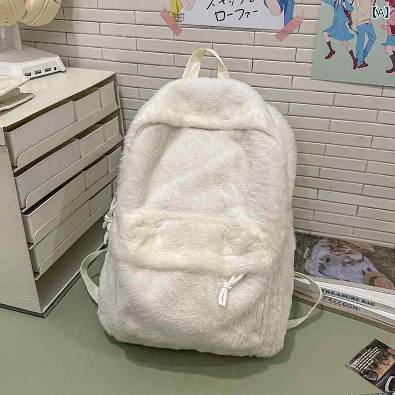 リュック レディース 韓国風 トレンド ファッション 柔らかい ふわふわ 大容量 旅行 軽い バッグパック ホワイト ブルー イエロー ポリエステル