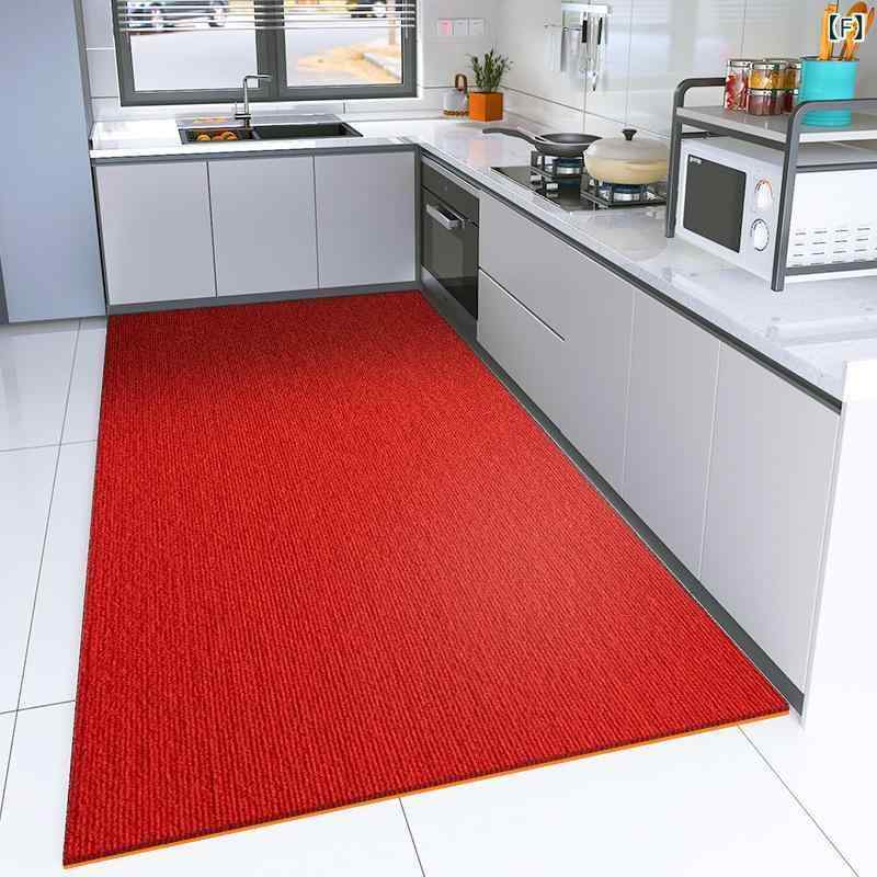 キッチンマット 厨房用 滑り止め 防油 拭ける 防水 防汚 カーペット ポリエステル ストライプ 灰色tpe