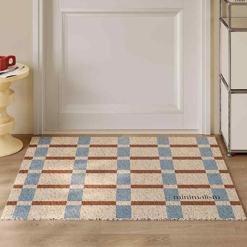 玄関マット 美式 泥落とし 土落とし 玄関 屋外 室内 滑り止め付き PVC カット可能 ピンク系 ブルー系 ..