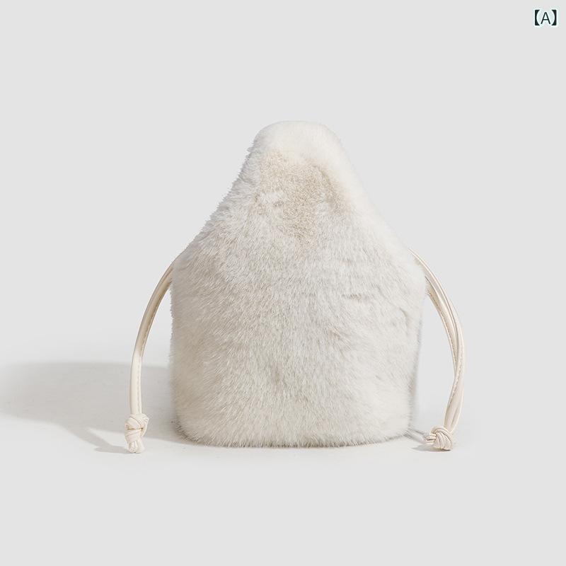 バッグ レディース 秋冬 ファー ふわふわ ハンドバッグ ショルダー 斜めがけ 水桶型 フェイクファー か..