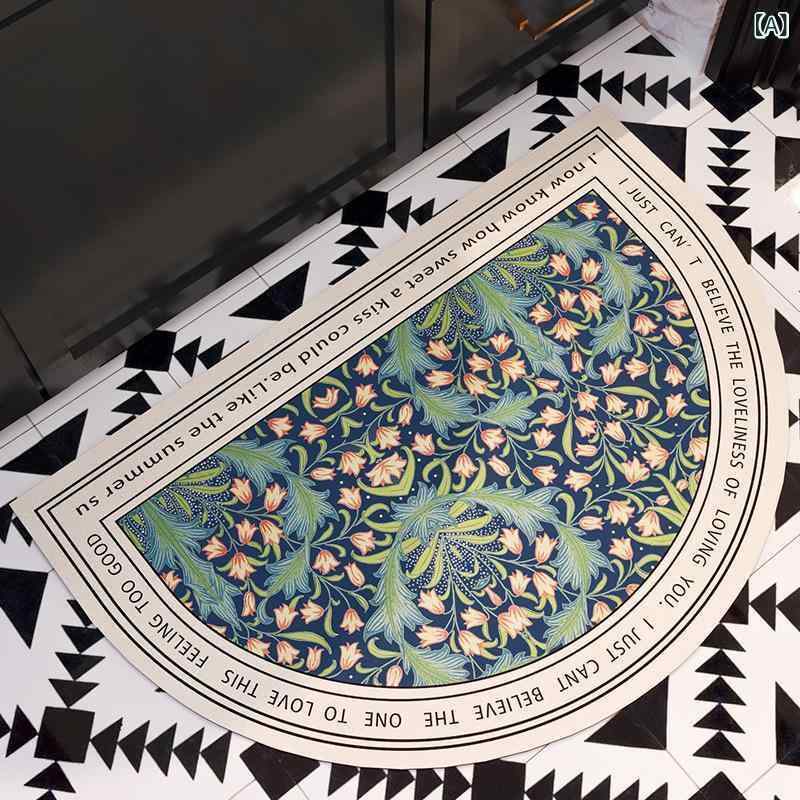 玄関マット レディース メンズ バスマット 珪藻土 吸水 速乾 滑り止め 花柄 植物柄 楕円形 アメリカンスタイル