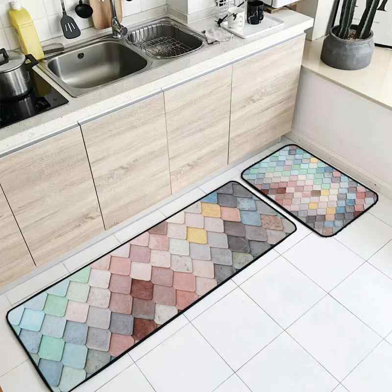 マット レディース キッチン 寝室 ベッドサイド 玄関 40×60cm 40×120cm 50×80cm 50×160cm ポリエステル 洗える かわいい マカロンカラー カラフル 組み合わせ