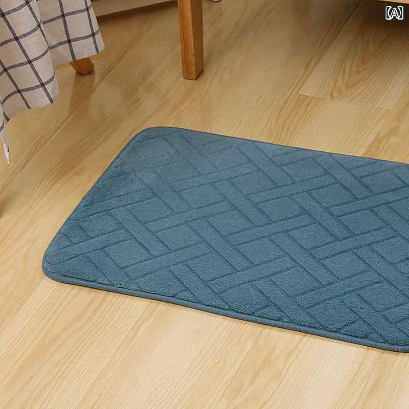 マット 浴室足ふきマット キッチンマット 厚手 チェアパッド 玄関マット トイレマット 滑り止め 吸水速乾 低反発 メモリーフォーム スクエア 深青色 緑色 茶色 紫色