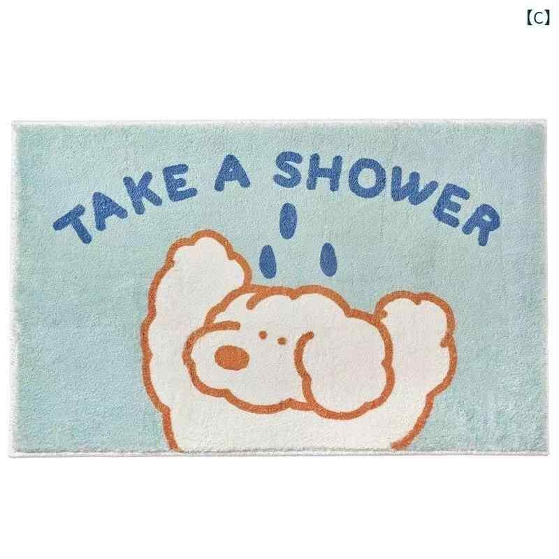 マット 犬柄 韓国風 INS バスマット 玄関マット トイレマット 浴室マット ポリエステル 吸水速乾 滑り止め付き かわいい おしゃれ