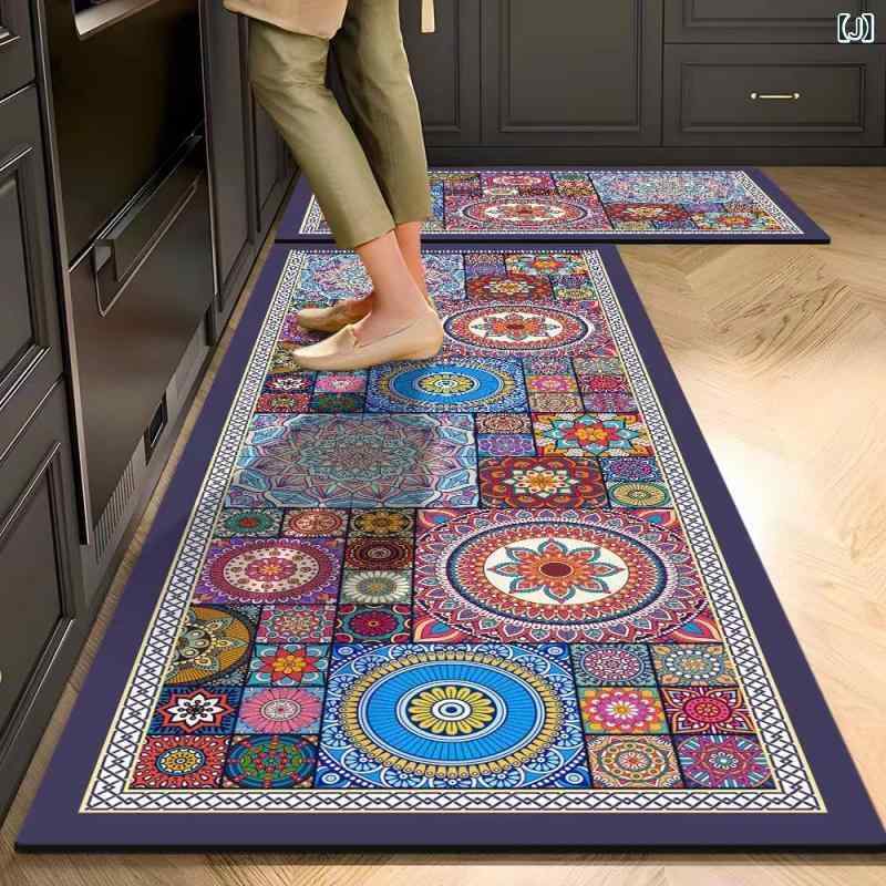 キッチンマット 珪藻土 吸水マット 滑り止め付き 洗える 速乾 ドアマット アメリカンスタイル 星空 雪花 抽象柄 40*60cm 50*80cm 40*120cm 50*160cm 60*200cm