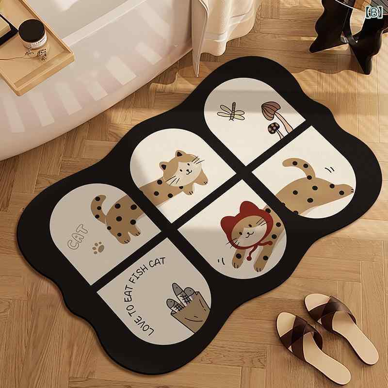 マット レディース バスマット 浴室マット 珪藻土 吸水 速乾 防滑 アニマル柄 かわいい 40 60cm 50 80cm 60 90cm 80 120cm