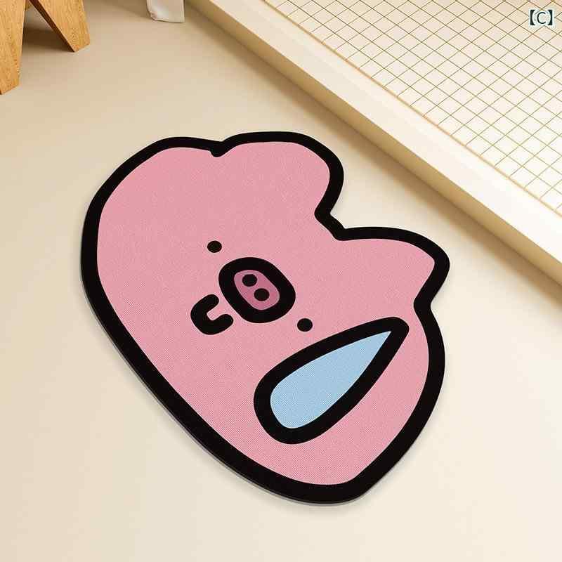 マット かわいい カートゥーン シリコン 珪藻土 バスマット トイレ 吸水 速乾 滑り止め 浴室 40 60cm 5..