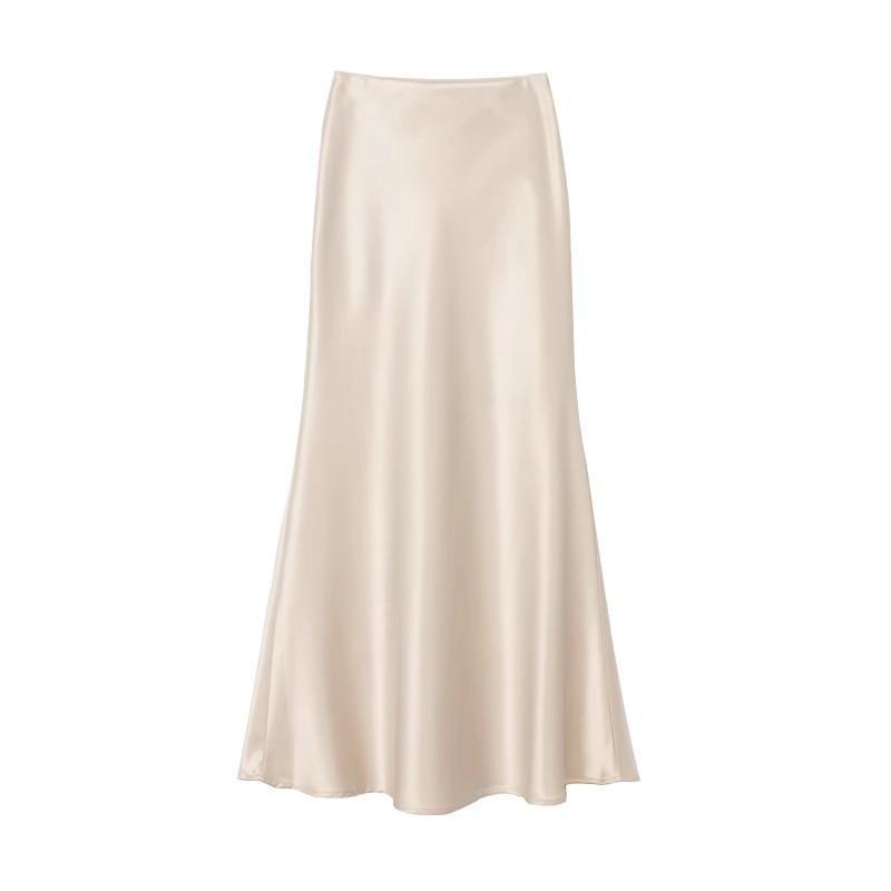 スカート レディース 高見え Aライン ロング 春夏 アセテートサテン マーメイドスカート ウエストゴム ..