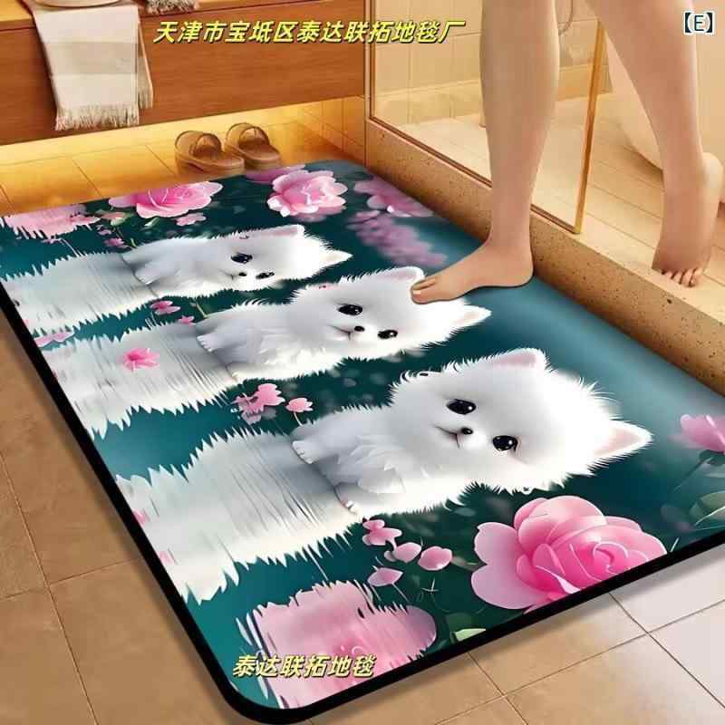 マット 3D 立体 カートゥーン キャラクター 珪藻土 バスマット 吸水 速乾 滑り止め ドアマット 玄関マ..