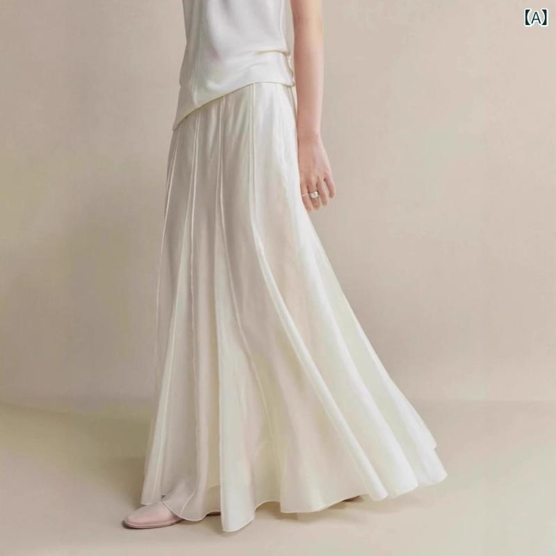 スカート レディース Aラインスカート 銅アンモニア繊維 切り替え ロングスカート ハイウエスト 着痩せ..