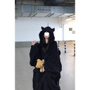 パジャマ レディース 秋冬 珊瑚绒 カップル メンズ ルームウェア 部屋着 厚手 小悪魔 黒 ブラック