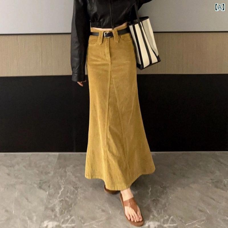 スカート レディース Aラインスカート ロングスカート ハイウエスト 着痩せ 無地 ポリエステル イエロー系 きれいめ エレガント 上品 高見え