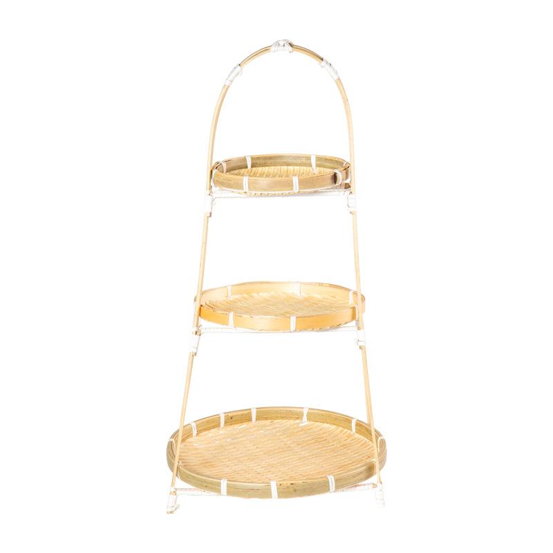 果物かご レディース 手編み 竹製 フルーツバスケット 菓子器 ケーキスタンド 収納トレー 手提げ 円形 ..