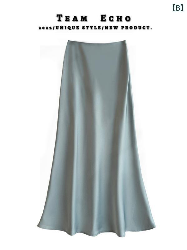 トミーショップ 楽天市場店のスカート レディース 高腰 魚尾スカート ポリエステル 無地 エレガント 気質 通勤 ミモレ丈 春夏 ブラック グレー グリーン マスタード イエロー ワインレッド コーヒー ラフィレッド ヌードピンク シャンパン 杏色 シルバー グレー パープル｜アングル3