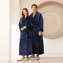 バスローブ メンズ レディース 秋冬用 厚手 フランネル ポリエステル 暖かい ガウン 寝巻き ペア 超厚手 グレー ワインレッド
