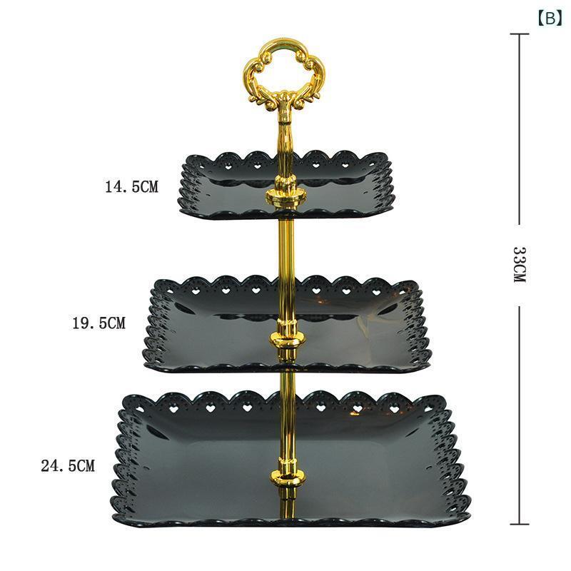 果物皿 レディース 三段 ケーキスタンド 菓子器 プラスチック ドライフルーツ キャンディ ホワイト ブラック レッド