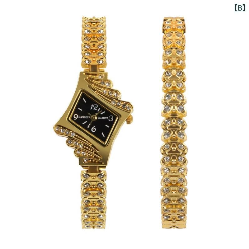 腕時計 レディース ブレスレット ウォッチ 合金 キラキラ ラインストーン クォーツ アナログ 金色 ゴールド ゴージャス エレガント お..