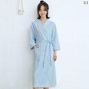 バスローブ レディース メンズ 春秋 薄手 大判サイズ 浴衣風 寝巻き ルームウェア 吸水性 ポリエステル 綿 白色 ピンク系 ブルー系 グレー