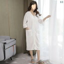 レディース ワンピース バスローブ 寝巻き 春夏 薄手 大きいサイズ 接触冷感 吸水 速乾 パジャマ 部屋着 ルームウェア ラップタオル ジッパー 前開き シャ...