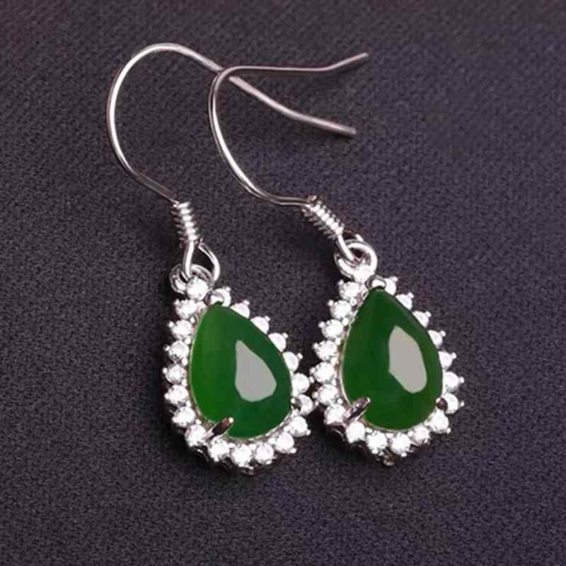 ピアス レディース 幾何学型 緑玉髄 イヤリング 一対 銅製 電気メッキ加工 清新 甜美 韓国風