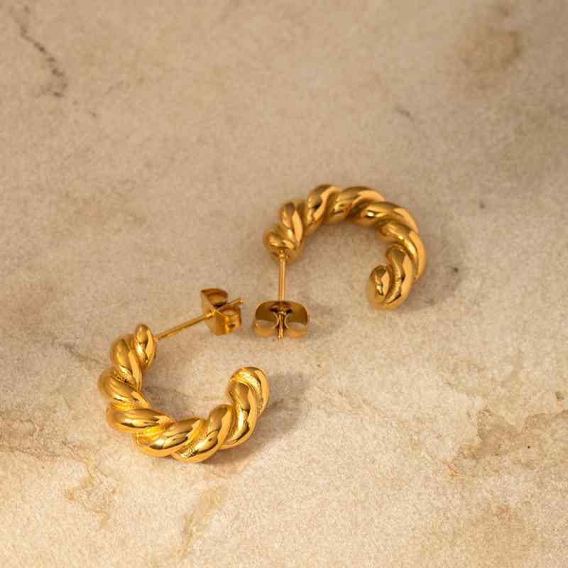 イヤリング レディース 女性用 スパイラル 18K金メッキ ステンレス製 フープ 個性派 INSスタイル ゴー..