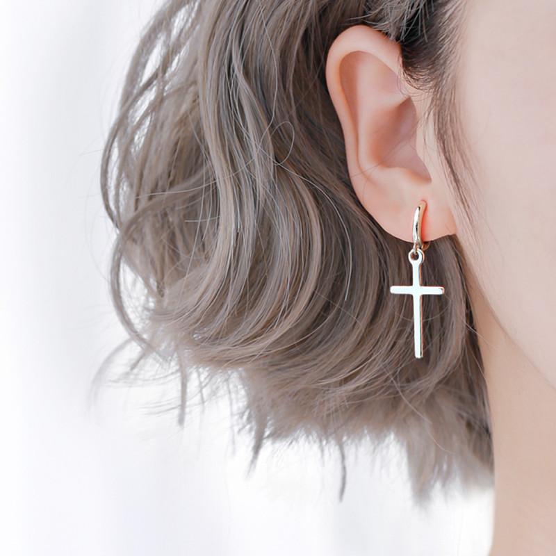 シルバー925 レディース メンズ イヤリング 十字架 フープピアス アレルギー対応 銀 韓国風 アクセサリ..