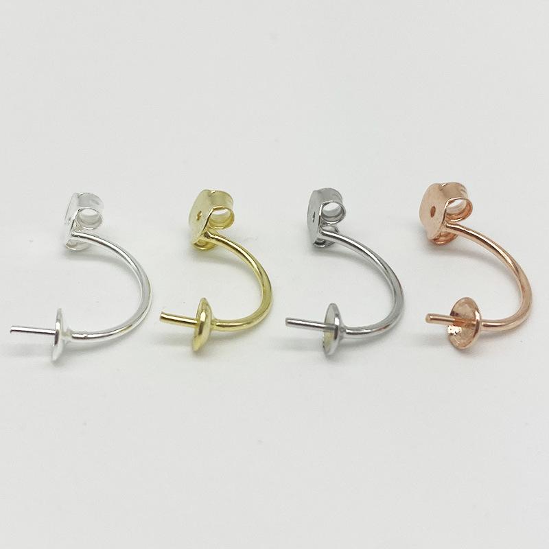 ピアス レディース S925 シルバー パール ジルコニア キャッチ パーツ DIY 用 銀色 ホワイト ゴールド ..
