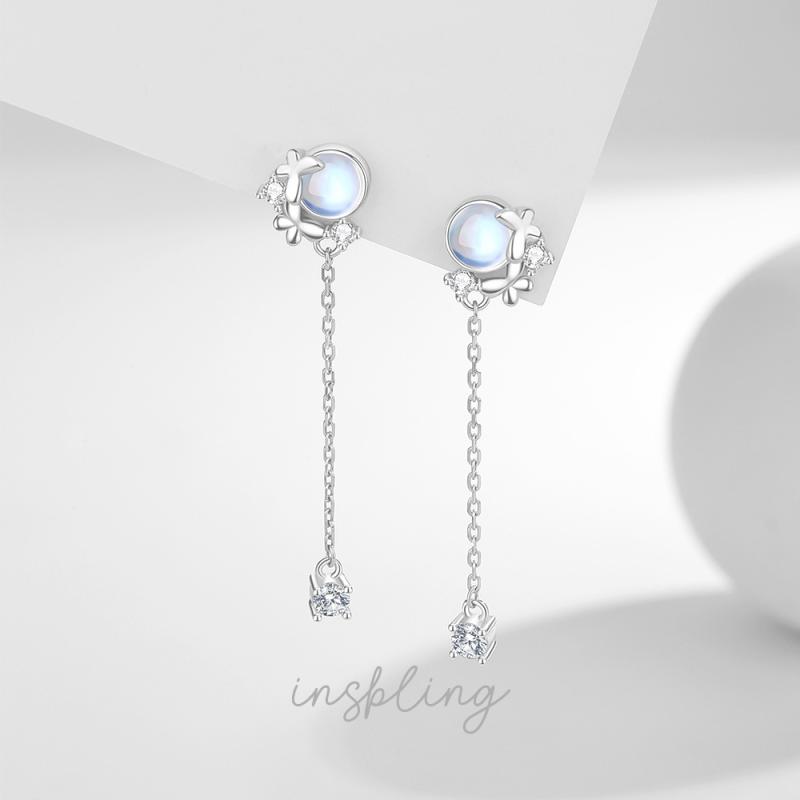 ピアス レディース 925シルバー 月光石 花 蝶 バタフライ 小ぶり エレガント 高見え シルバー 上品 かわいい 白金色 イヤリング 誕生日 ギフト