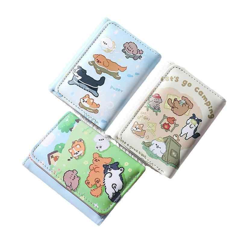 財布 レディース かわいい 犬柄 三つ折り PUレザー カードケース 大容量 ストリート トレンド ミニ財布..