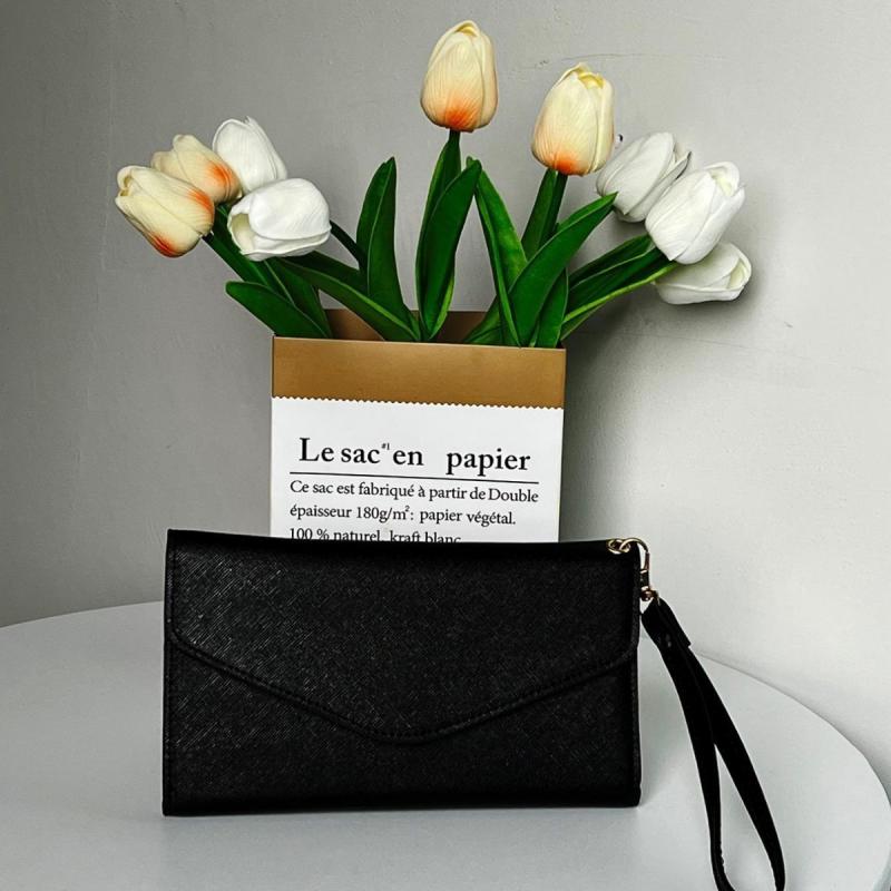 財布 レディース 中長財布 ウォレット 多機能 カード入れ 札入れ 小銭入れ PUレザー ブラック(x2)