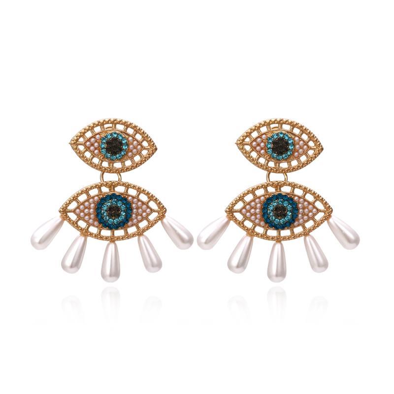 イヤリング レディース 女性用 悪魔の目 モチーフ パール ジルコニア 欧米風 ファッション カートゥーン 金属アレルギー対応 エレガント おしゃれ かわいい ...