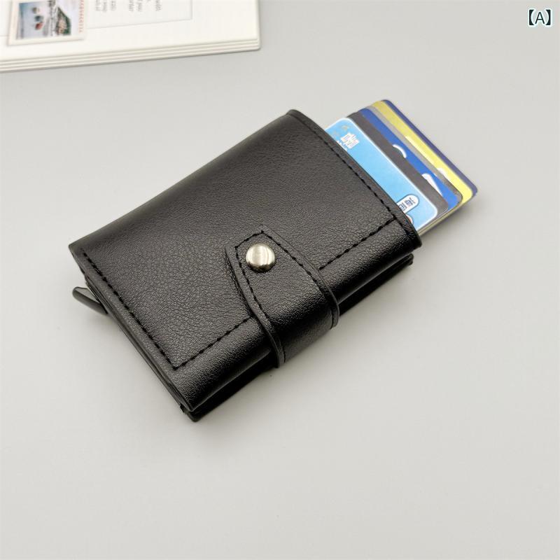 カードケース メンズ 男性用 スキミング防止 カード入れ 大容量 薄型 コンパクト 財布 札入れ 小銭入れ コインケース PUレザー ブラック ブラウン 耐摩耗性 盗難防止 多機能 収納 都市 シンプル(4)