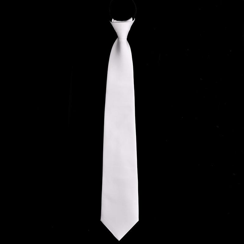 ネクタイ メンズ 男性用 スクール風 韓国風 ジッパー ファスナー付き ホワイト 白 ワンタッチ ポリエステル 紳士用 幾何学模様