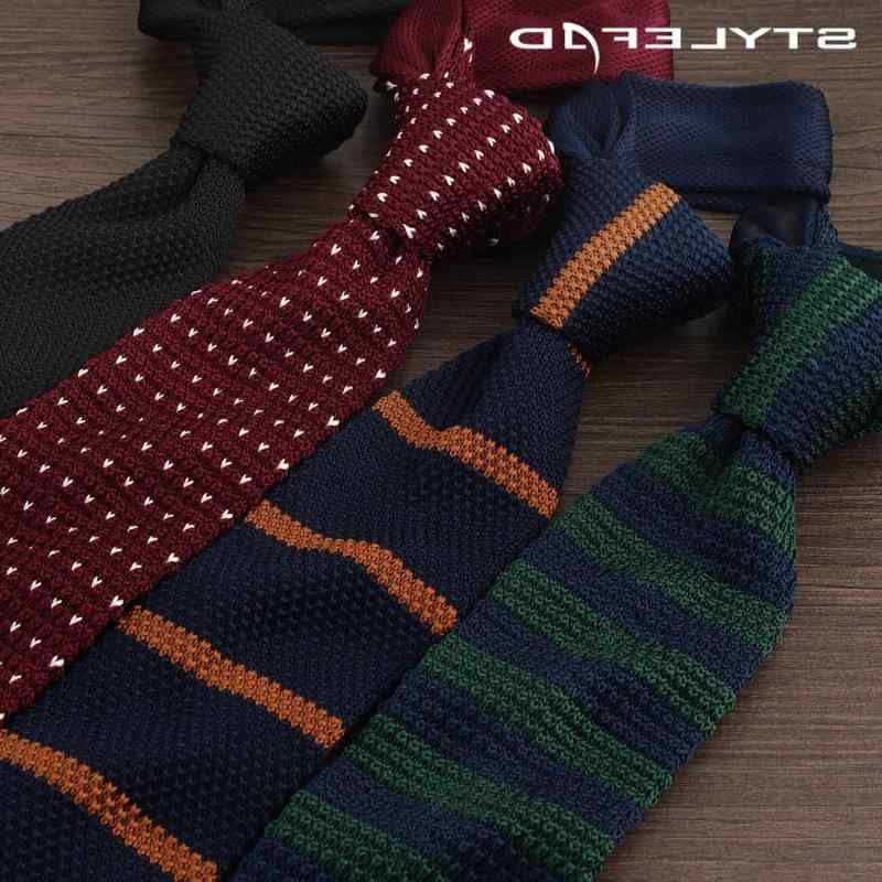 ネクタイ 秋冬 ニット 毛糸 紳士 男性用 ストライプ ビジネス フォーマル カジュアル 先端7CM ポリエス..