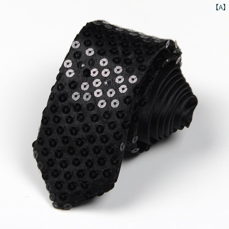 ネクタイ 男女兼用 ポリエステル 舞台衣装 演出用 キラキラ スパンコール ブラック フォーマル カジュアル パーティー