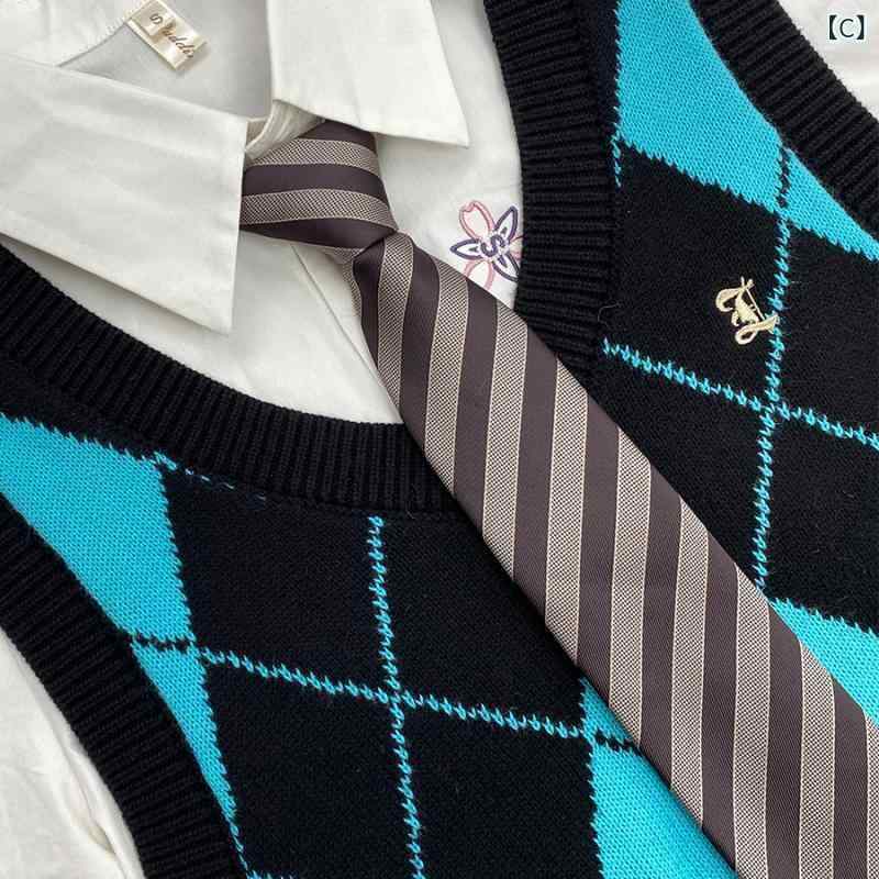 楽天トミーショップ 楽天市場店ネクタイ レディース DK ストライプ柄 格子柄 スカート用 男児 女児 学生 スタイル デコレーション リボン 日本製 子供 ウール 茶色 赤色 紺色 春秋