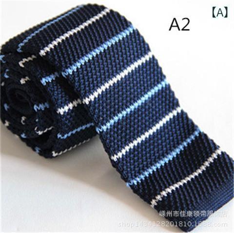 ネクタイ 男性用 ニット 毛糸 ストライプ柄 ナロータイ カジュアルスタイル 普段使い 黄色 ブルー グリ..