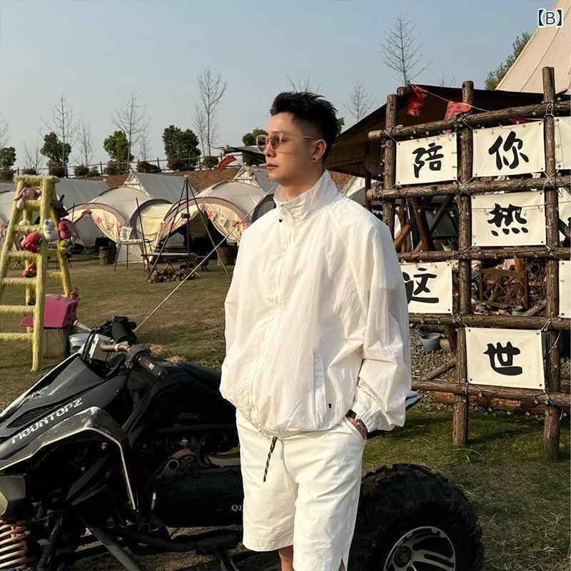 ジャケット メンズ 男性用 迷彩柄 ナイロン 速乾 接触冷感 薄手 アウター スタンドカラー ブルゾン ジャンパー カジュアル