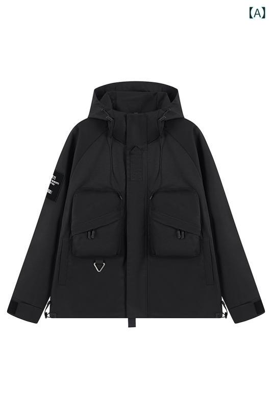 マウンテンパーカー メンズ 防撥水 防風 ジャケット アウトドア 登山服 日系 ミリタリー アウター ブル..