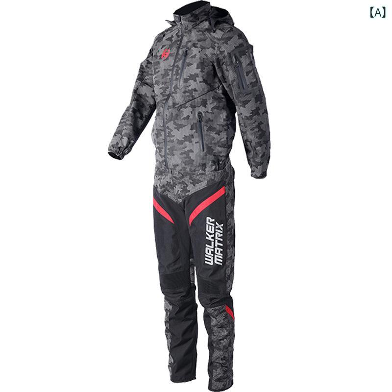 バイク メンズ 秋冬 迷彩 オートバイ レーシングスーツ 防寒 防風 プロテクター付き バイクウェア 上下..